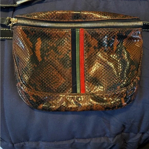 Clare V. Embossed Brown Snakeskin Leather Belt Bag - Picture 7 of 7